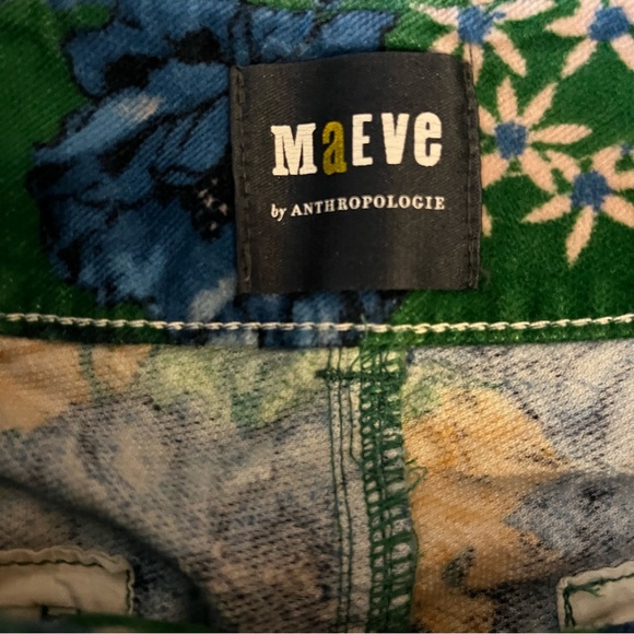 Anthropologie Maeve Colette Green Floral Velvet High-Waisted Wide-Leg Pants - 26 - Picture 13 of 13